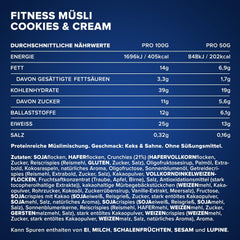 IronMaxx Fitness Musli - ciasteczka i krem, worek 2 kg | Bogate w białko wegańskie musli o chrupiącej zawartości | Niska zawartość cukru i wysoka zawartość błonnika