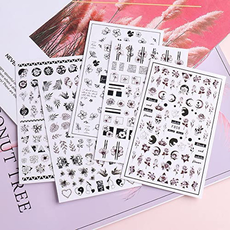 JMEOWIO Nagelsticker Frühling Blumen 10 Blätter Nagelaufkleber Selbstklebend Nail Art Dekoration Nageldesign Zubehör Für Frauen Mädchen