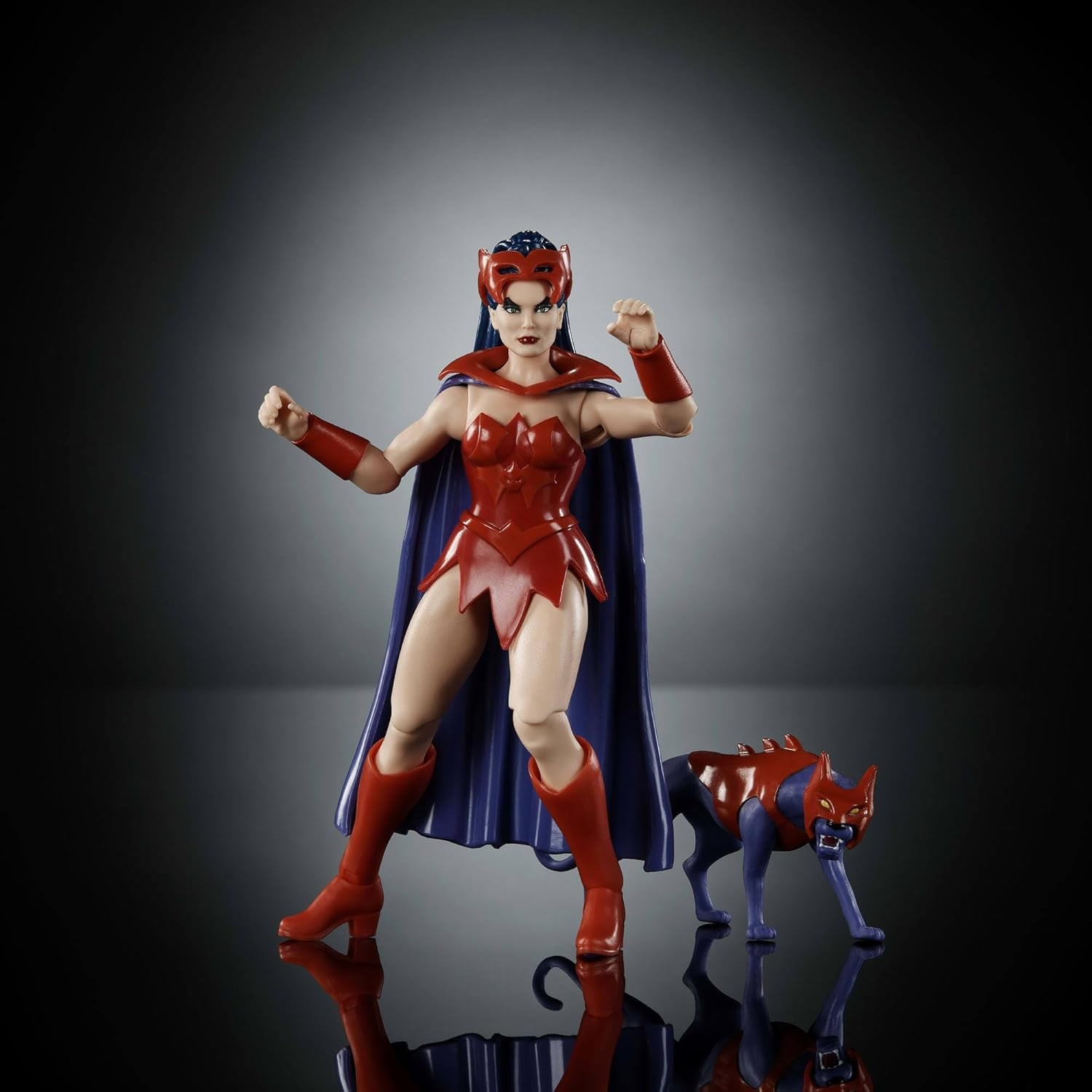 Masters of the Universe Origins Action Figure Catra din colecția de desene animate, aprox. 14 cm înălțime, eroină din serialul TV din anii 1980, prințesa puterii, design detaliat și accesoriu pentru pisică, JBM84 Action figures Naty Shop