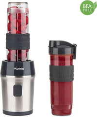 H.Koenig Smoothie Maker SMOO9 - Mini mikser stojący - Mini blender - 300 Watt - 570 ml - Edelstahl - 2 Kunststoffflaschen - Bpa-Frei, Grau Kitchen Naty Shop