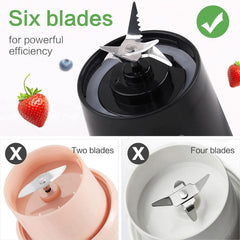Mixer Smoothie Maker Tragbarer Entsafter: 380Ml Standmixer Persönlicher Shaker Proteinshake Mit 6 Edelstahlmesser Tragbar-Bpa-Freie Mit Usb-Mixbecher Für Shakes,Saftoutdoor,Schwarz Bucatarie Naty Shop