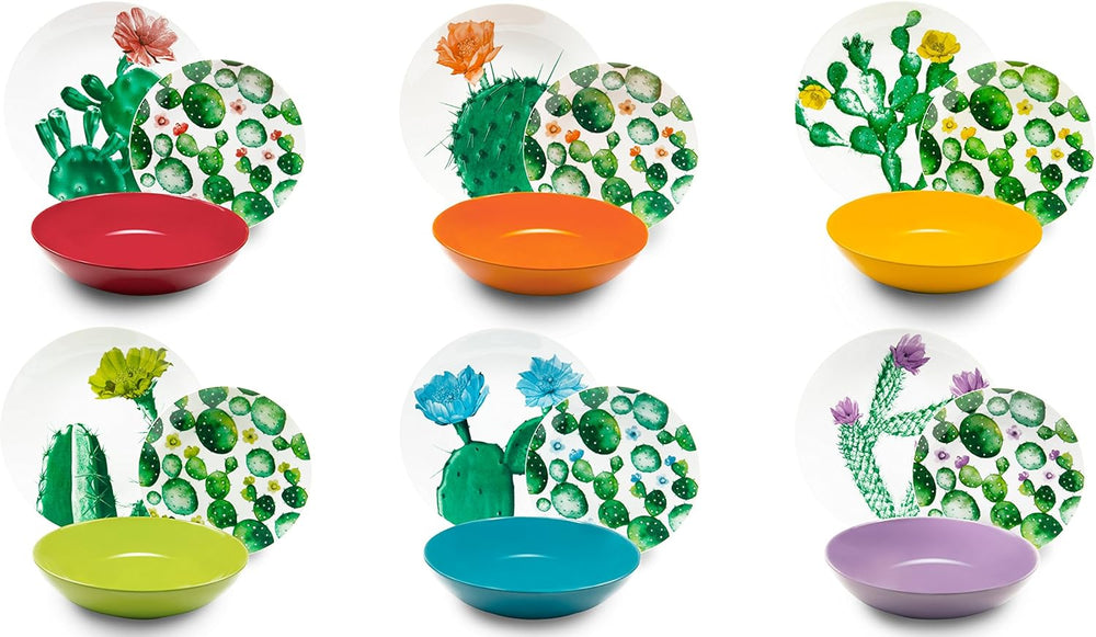 Set de veselă Excelsa Color Cactus, 18 piese, multicolor