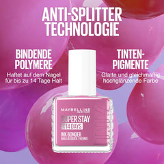 Oja Maybelline New York Super Stay Ink Bonder 945 Lilac Love – ojă de lungă durată pentru unghii puternice și culoare intensă, 12,3 ml