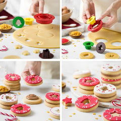 0255044 Formă de biscuiți tip ochi de bou, din plastic, setul ideal pentru decorațiuni din pastă de zahăr sau pastă de gumă, fabricată în Italia, design original. Pachet de 4.