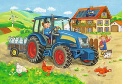 Ravensburger Puzzle pentru copii - 07616 Șantier de construcții și fermă - Puzzle pentru copii de la 3 ani, cu 2X12 piese Puzzle Naty Shop