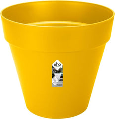 elho Loft Urban Round 40 - Ghiveci de flori pentru exterior - Plastic 100% reciclat - Ø 38,5 x H 35,3 cm - Galben/Ocru