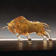 FengShui Wall Street Bull Statue Acrylic Bull Figurine Sculptura Home Office Desk Decorative Ornament 21.6 cm L (Amber) Statuete si sculpturi Naty Shop Titlu implicit