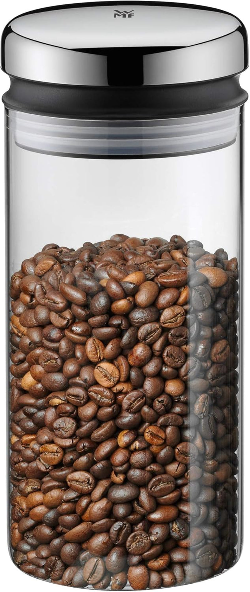 WMF cutie de cafea cu lingură de cafea Kult Cromargan din oțel inoxidabil cu finisaj mat 500g și borcan de depozitare 1 litru din sticlă Depot lavabil în mașina de spălat vase Cutii depozitare alimente Naty Shop