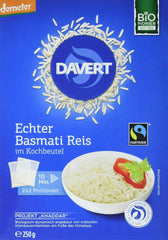 Davert organiczny ryż Basmati w torebkach do gotowania, 2 torebki, 250g
