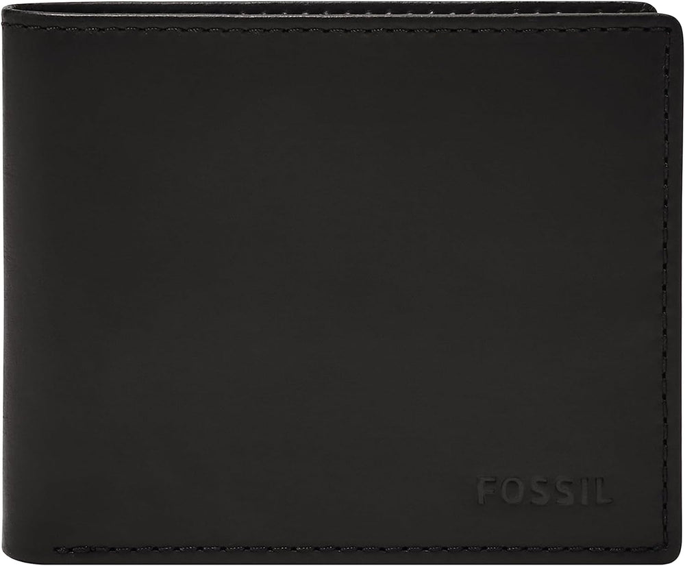 Fossil Derrick Bifold din piele pentru bărbați, cu blocare RFID, cu fereastră Flip ID Portofel Barbati Naty Shop Negru