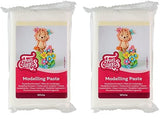 FunCakes Modelling Paste White: Perfectă pentru modelarea figurinelor, a vârfurilor de tort și a volanelor. Puternică, netedă și suplă. Halal, kosher și fără gluten. 250 g. (pachet de 2) Pasta de zahar Naty Shop Alb 250 grame (pachet de 2)