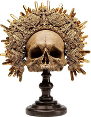 Kare Design obiect decorativ King Skull, maro, sculptură, motiv craniu, craniu decorativ, pictat manual, lucrat manual, unic, 42x34x20 cm (h/w/d) Statuete si sculpturi Naty Shop Maro