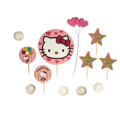 Hello Kitty zestaw 12 jadalnych dekoracji z masy cukrowej na tort i ciasta
