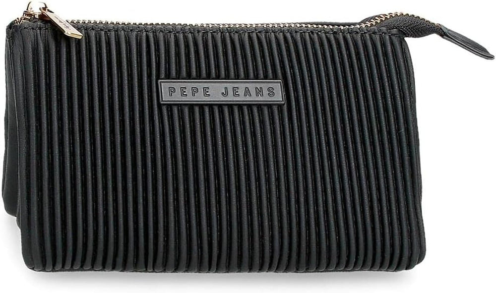 Portofel Pepe Jeans Aurora trei compartimente negru 17.5 x 9.5 x 2 cm piele artificială Portofel Femei Naty Shop Negru Portofel triplu