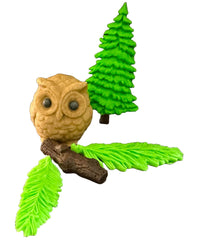 Set 5 decoratiuni comestibile din zahar, Bufnita in padure Decoratiuni din Pasta de Zahar Nati Shop