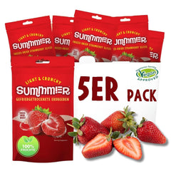 Summmer căpșuni liofilizate - pachet de 5 - fără zahăr, 100% naturale, delicioase gustări crocante pentru copii și adulți, ideale pentru cereale și cutii de prânz (55g) Produse deshidratate Naty Shop Pachet de 5 Căpșuni
