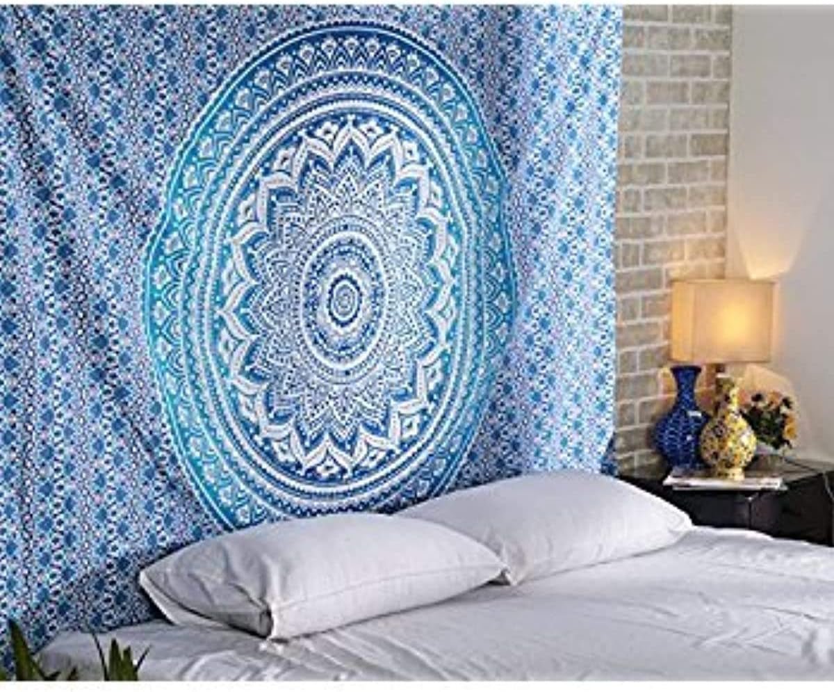 Tapiserie aakriti gallery cotton mandala cuvertura pat Casa - Accesorii si Decoratiuni Naty Shop Albastru 13L X 4.1B Cm