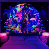 Tapiserie alishomtll black light astronaut mushroom fluorescent botanical Casa - Accesorii si Decoratiuni Naty Shop Multi 210L X 150B Cm