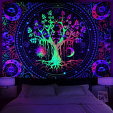 Tapiserie alishomtll tree life fluorescent sun and moon Casa - Accesorii si Decoratiuni Naty Shop Multi 210L X 150B Cm