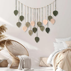 Tapiserie decorare margele lemn frunze design Casa - Accesorii si Decoratiuni Naty Shop