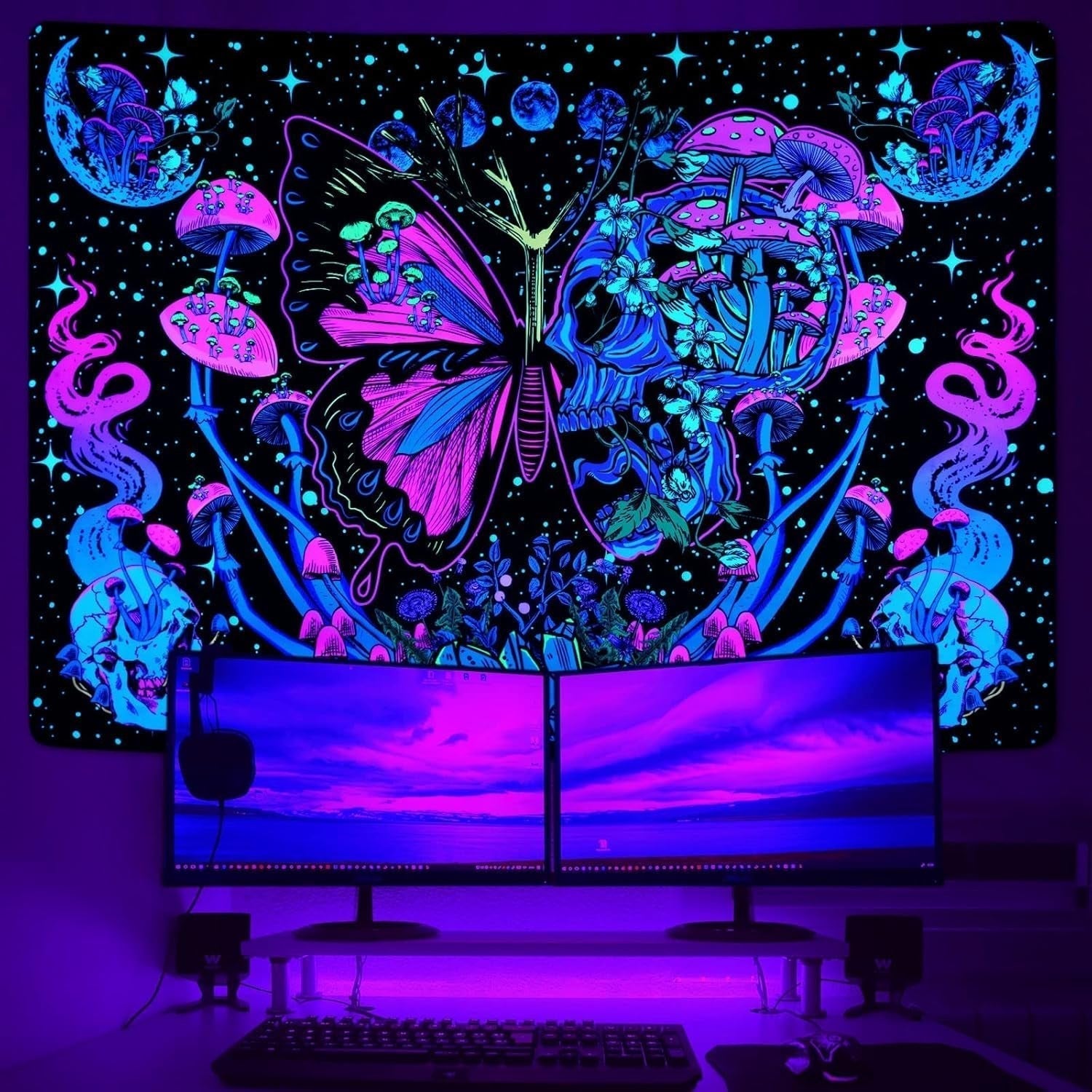 Tapiserie yrendenge tapiterie fluorescenta fluturi faza Casa - Accesorii si Decoratiuni Naty Shop