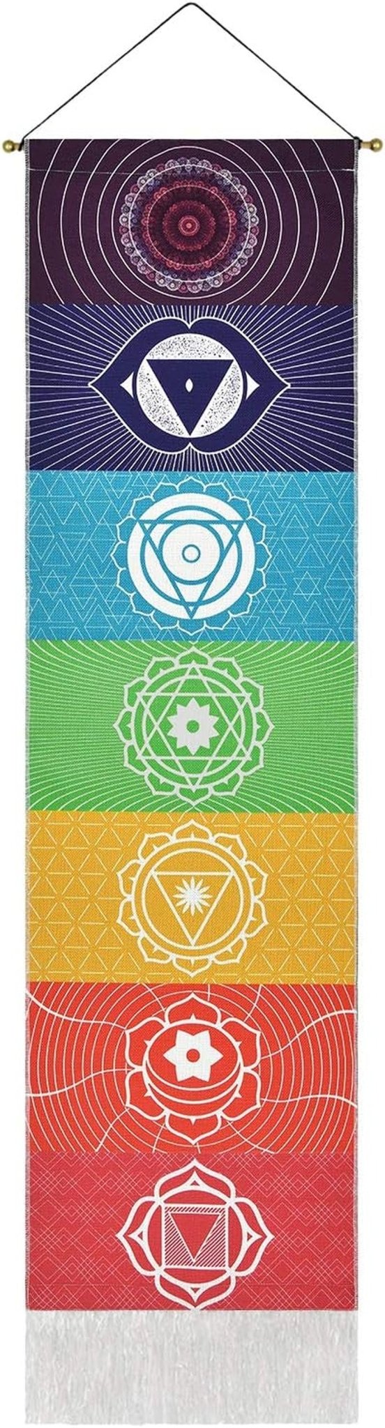 Tapiserie yugarlibi set agataturi chakra meditatie yoga trippy Casa - Accesorii si Decoratiuni Naty Shop Chakra albă 130L X 32.5B Cm