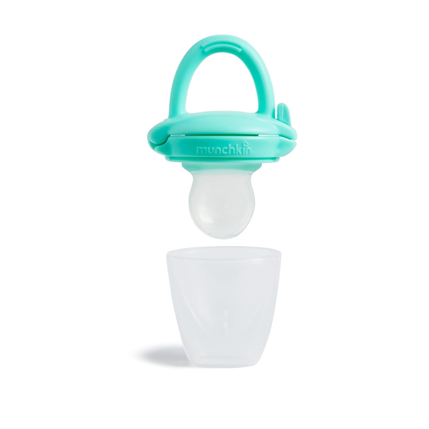 Dozator de hrană din silicon pentru bebeluși Munchkin | Ideal pentru deplasări – pungi din silicon pentru alimente pasate | Dozator de hrană cu auto-hrănire | Hrănitor pentru înțărcare | Fără BPA | De la 4 luni+ | Pachet de 2 | Albastru și Verde