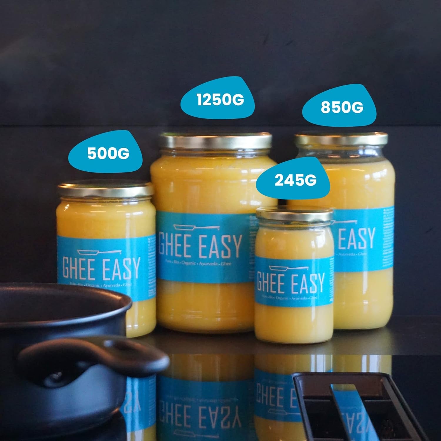 Ghee Easy 850g Ghee Bio von Grasgefütterten Kühen - Masło Ghee ohne Zusatzstoffe - Zertifiziert Organisch & Biologisch - Hochreines Ayurveda Ghee ohne Laktoza i Gluten - 100% Europäisch