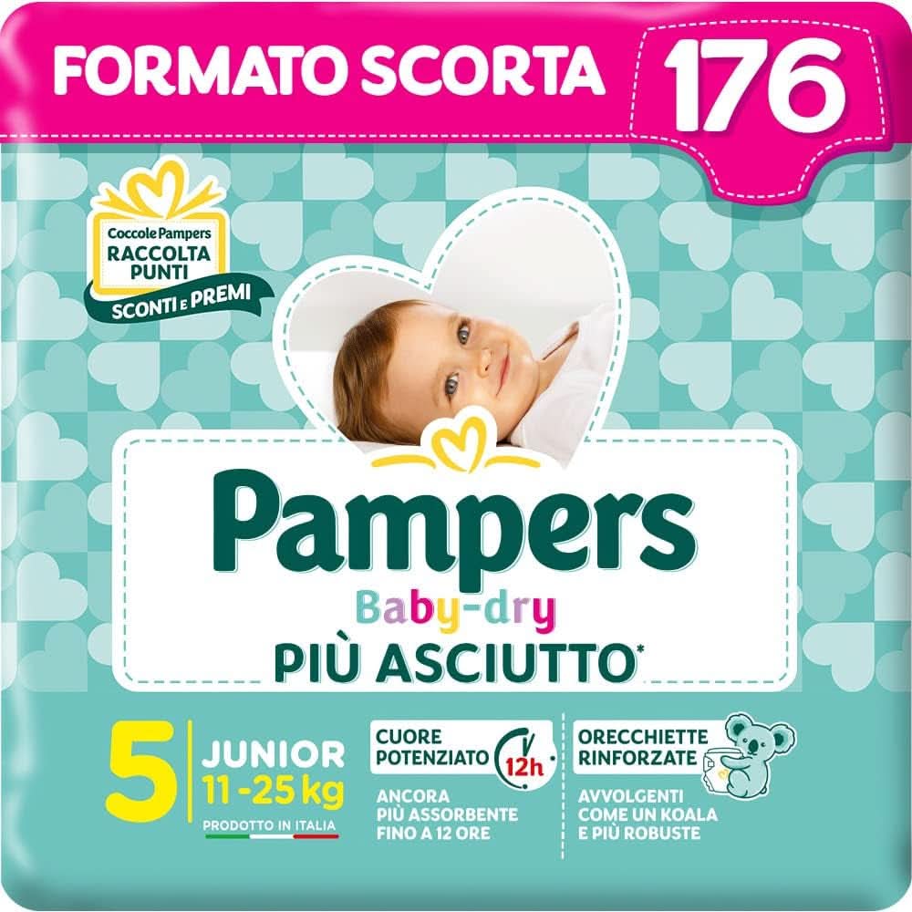 Pampers Baby Dry Junior, 176 pieluszek rozm. 5 (11-25 kg) Matka i Dziecko Naty Shop Rozm. 5 (176 szt.)