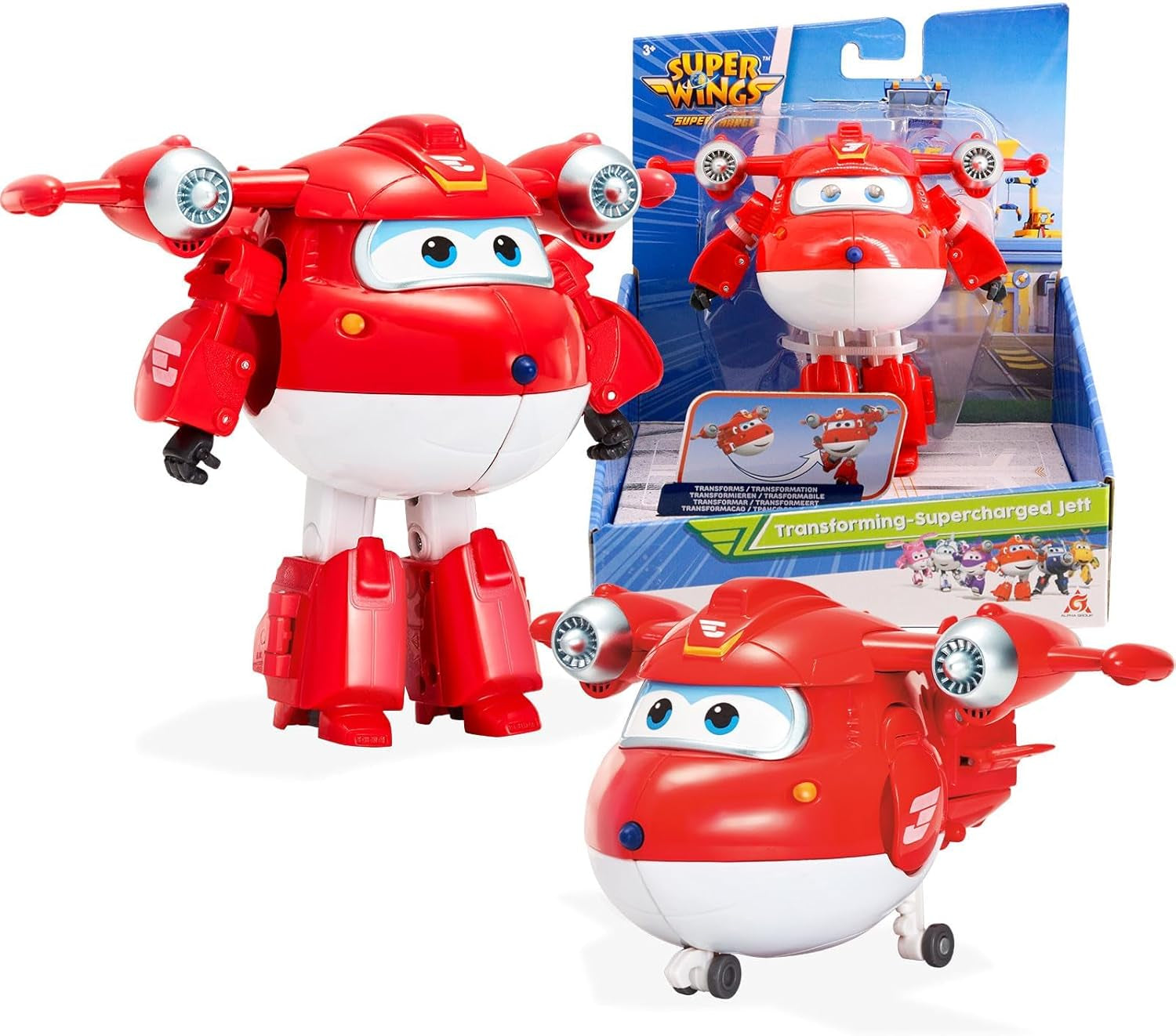 Auldey EU740283 Super Wings Figurka transformatora JETT Supercharge 12 cm, kolorowe figurki Naty Shop Jett S4