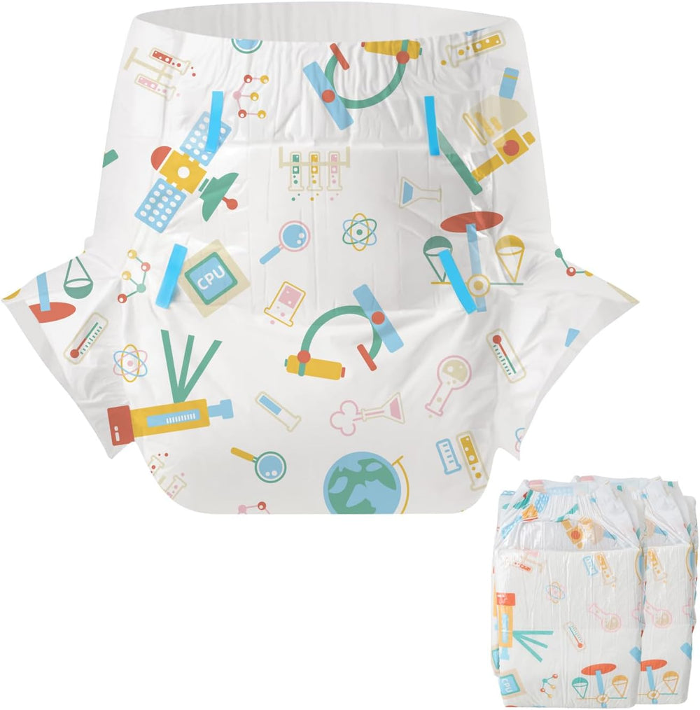 CutiePlusU pieluchy dla dorosłych 2 szt. Jednorazowe majtki na nietrzymanie moczu z klapkami dla kobiet i mężczyzn o maksymalnej chłonności przez noc - Mały Książę (średni 71-96 cm)