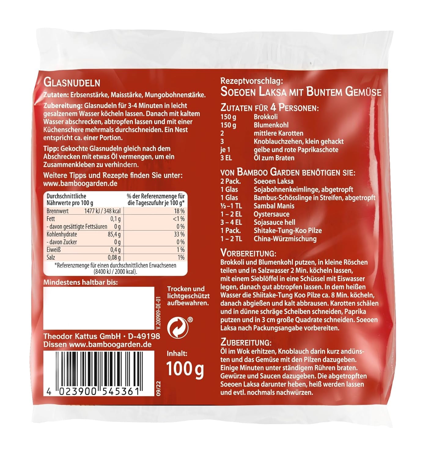 Makaron Szklany Bamboo Garden Soeoen Laksa, 100g