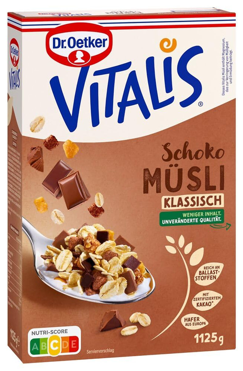 Dr. Oetker Vitalis Chocolate Muesli Classic: Muesli śniadaniowe z mleczną i gorzką czekoladą, opakowanie 7 szt. (7 x 600 g)