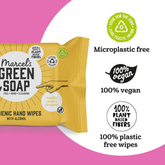 Chusteczki nawilżane do rąk Marcel's Green Soap, 60 szt. - Wanilia i kwiat wiśni - Na bazie roślin - Organiczne