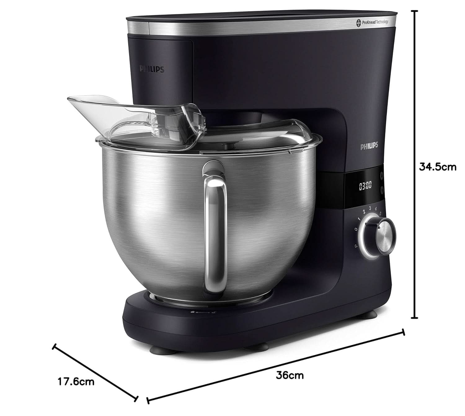 Philips Küchenmaschine serii 7000 — 5,5 litra, 1000 W, 8 prędkości, Proknead Technologie, Rezepte, LED Smart Timer, Knethaken, Schneebesen Und Rührbesen (HR7962/01) Sklep dla matek i dzieci Naty