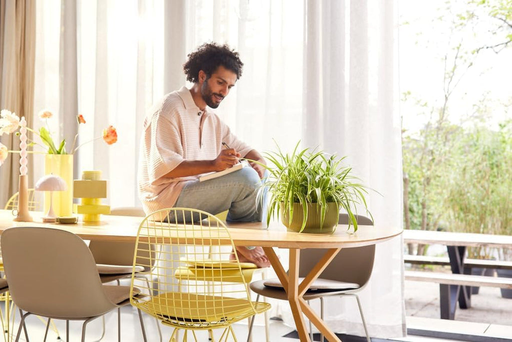 elho Vibes Fold Bowl 25 - Ghiveci de flori de interior - 100% plastic reciclat - Ø 24,9 x H 12,1 cm - Verde/Ferngrün