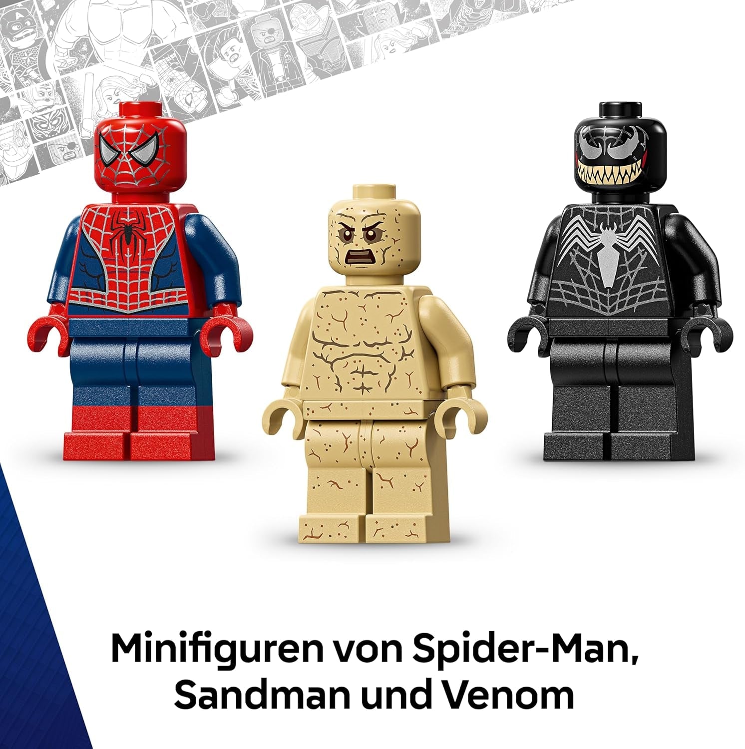LEGO | Marvel Großer Showdown: Spider-Man vs. Sandman - Spiderman Spielzeug mit 3 Minifiguren - Spider Man, Venom und Sandma - Kinder Geschenk für Jungen ab 9 Jahren, Mädchen und Fans - 76334