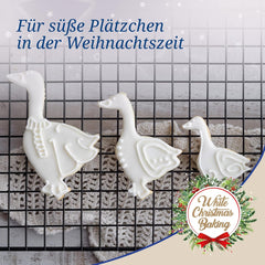 Set de 3 forme de biscuiți Dr. Oetker, model gâscă – Forme de biscuiți, White Christmas Baking – Forme de biscuiți din oțel inoxidabil pentru Crăciun