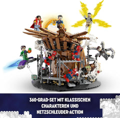 LEGO 76261 Marvel Spider-Man's Big Showdown, Spider-Man: No Way Home, zestaw z 3 minifigurkami Petera Parkera oraz Zielonym Goblinem, Electro, Sandmanem, Nedem, Doktorem Strange i MJ, model kolekcjonerski Zestawy do budowania Kup w sklepie LEGO