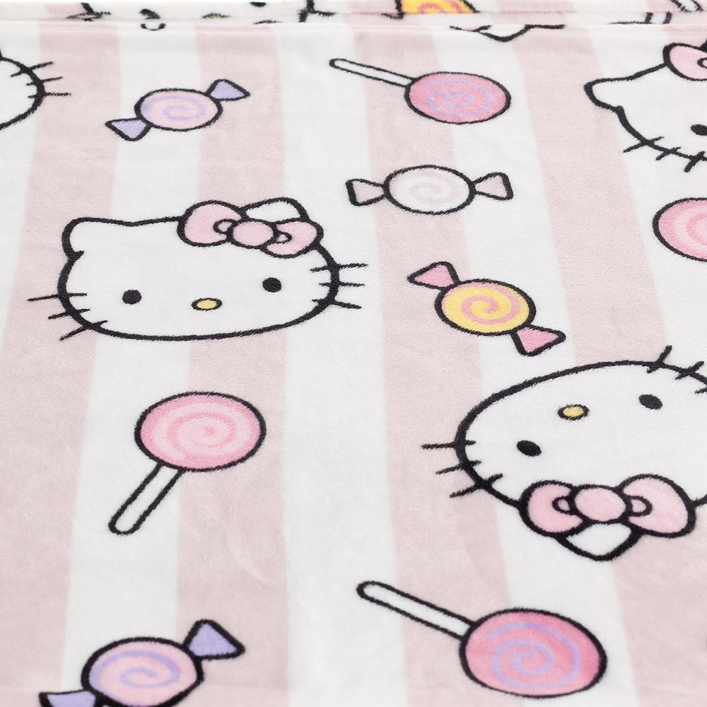 Narzuta Hello Kitty w kolorze różowym, miękki kocyk 130X170Cm, narzuta z mikrofibry lub narzuta na sofę. Jakość z certyfikatem Oekotex, Łóżka i Koce Sanrio Besuche den Kanguru-Store