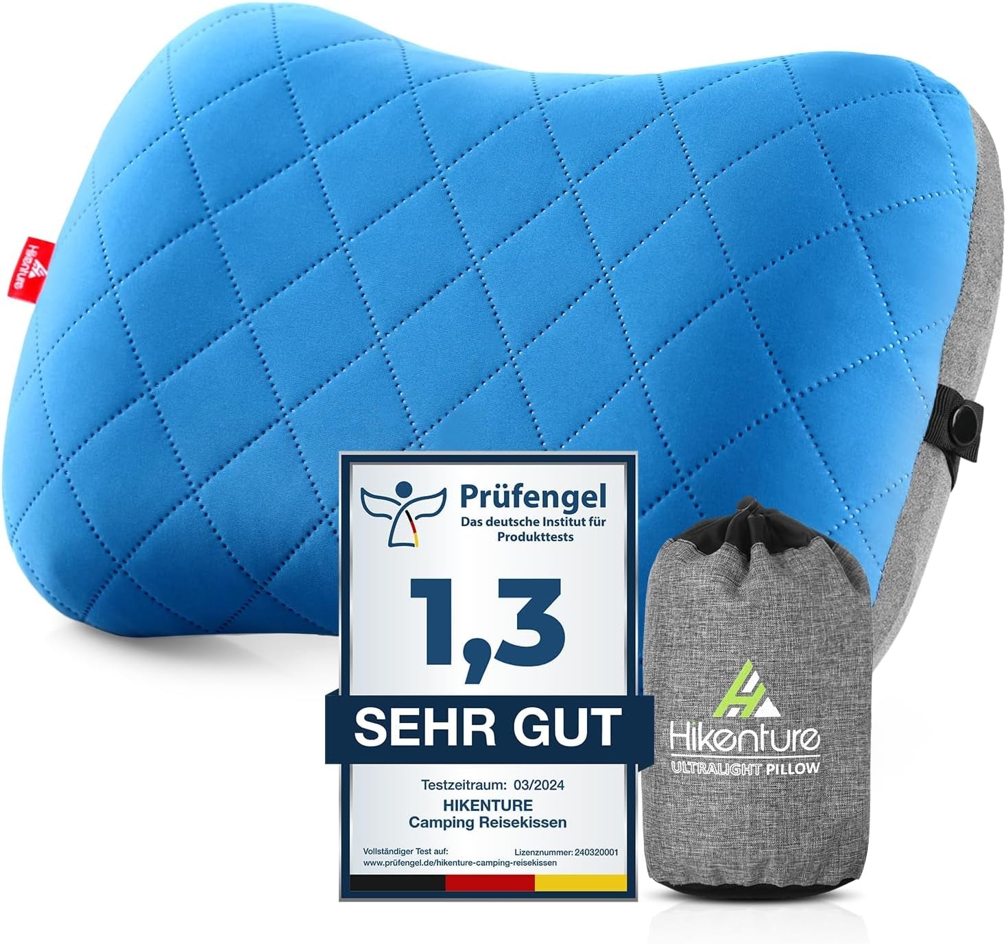 HIKENTURE Pernă gonflabilă de camping / călătorie cu față de pernă detașabilă, pernă ergonomică, pernă confortabilă pentru gât pentru călătorie / exterior, pernă gonflabilă de călătorie pentru gât (verde) ... Perne ortopedice cervicale Naty Shop Albastru