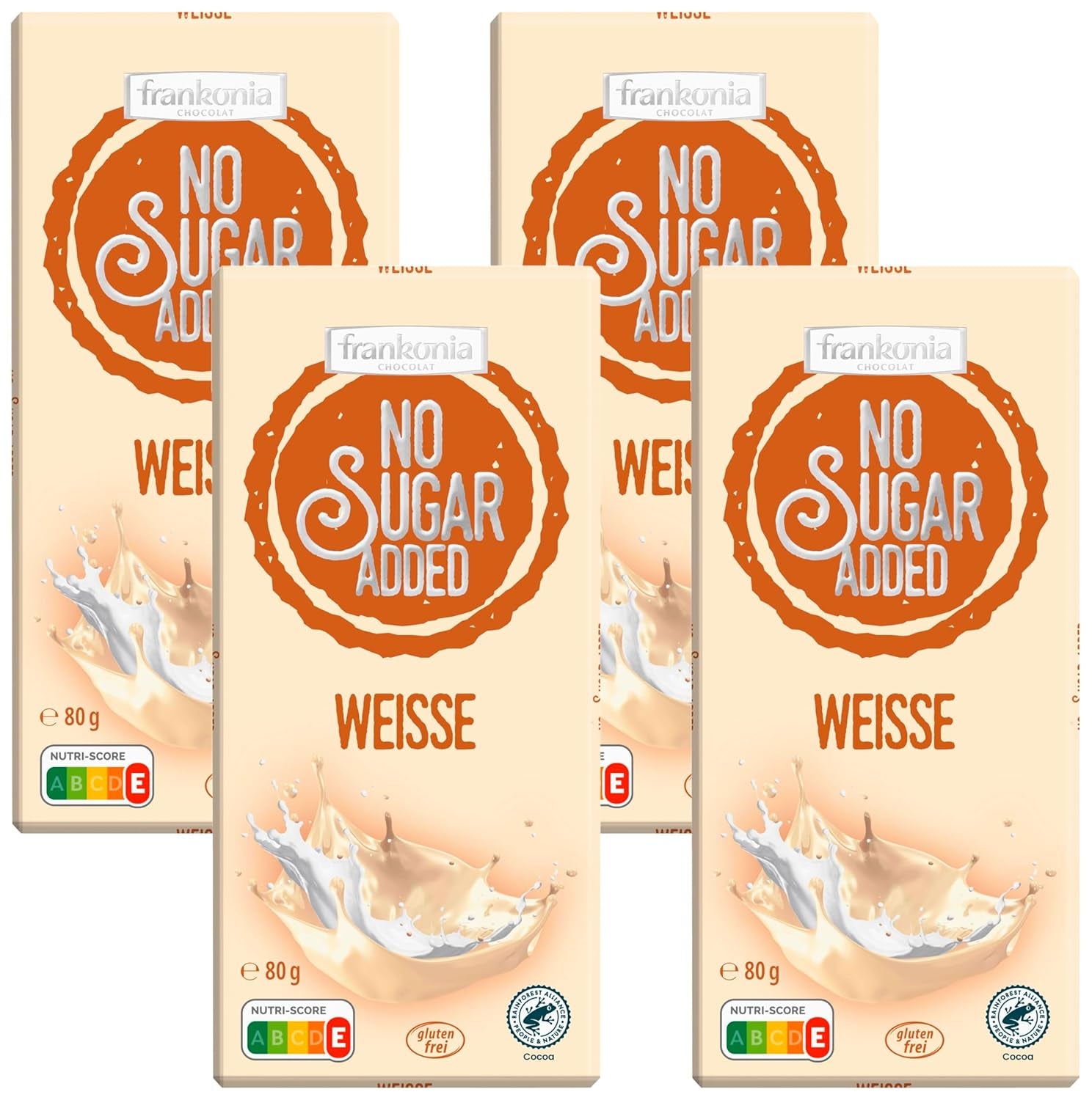 frankonia CZEKOLADA BEZ DODATKU CUKRU Bezglutenowa czekolada biała, 80 g