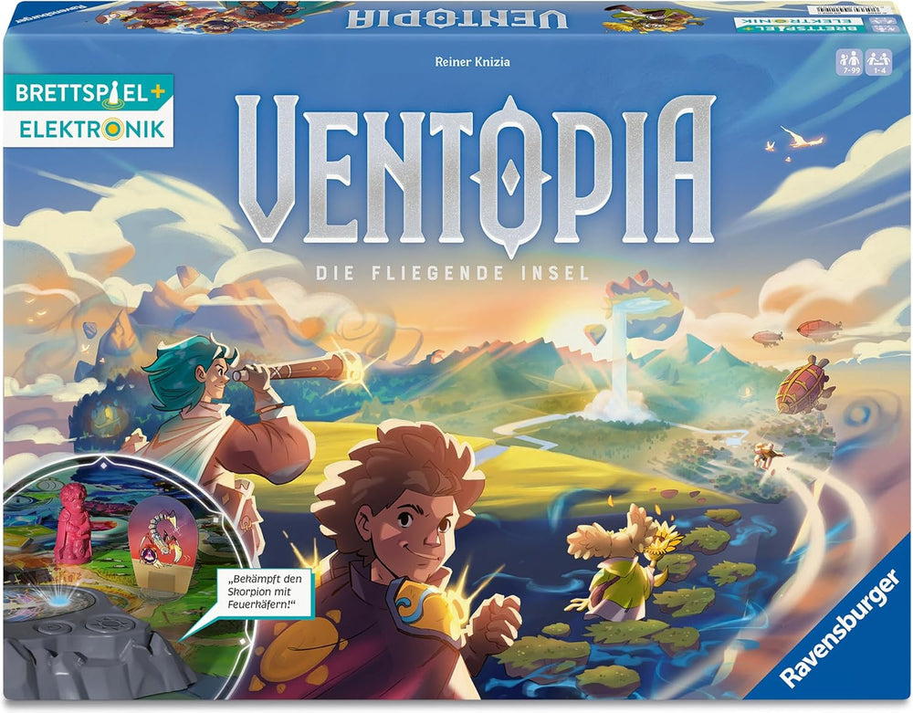 Ravensburger 24582 Ventopia - Elektroniczna gra planszowa Latająca Wyspa dla dzieci w wieku 7+ dla 1 do 4 graczy