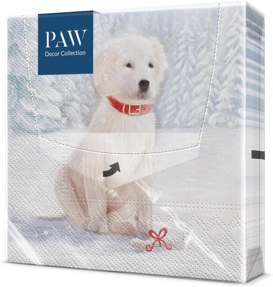 PAW - Șervețele 3 straturi (33 X 33 Cm) I 20 bucăți I Șervețele de hârtie colorate perfecte pentru masa de Crăciun I Șervețele - Crăciun, iarnă, ciulin, lampă I Bullfinch cu lampion