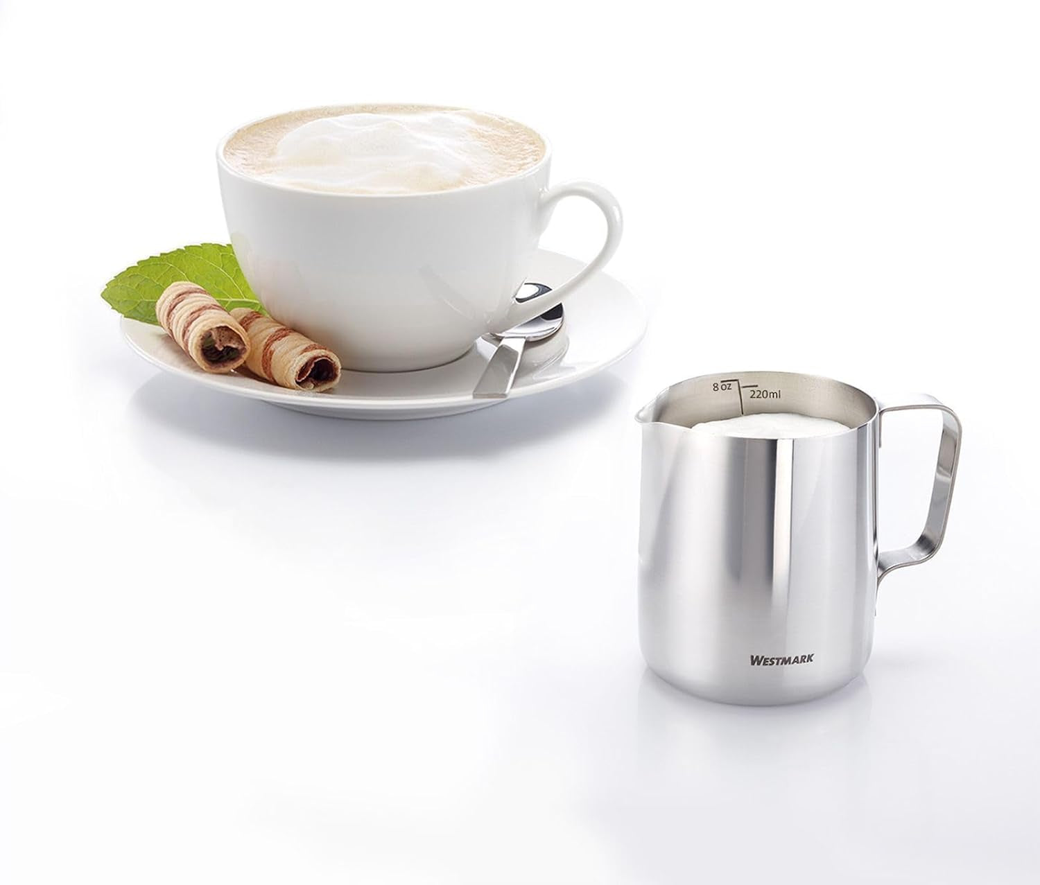 Carafă pentru lapte Westmark Brasilia 200 ml – ideală pentru frișcă de cafea, lapte, miere și alte aditivi pentru cafea și ceai, accesoriu barista – oțel inoxidabil
