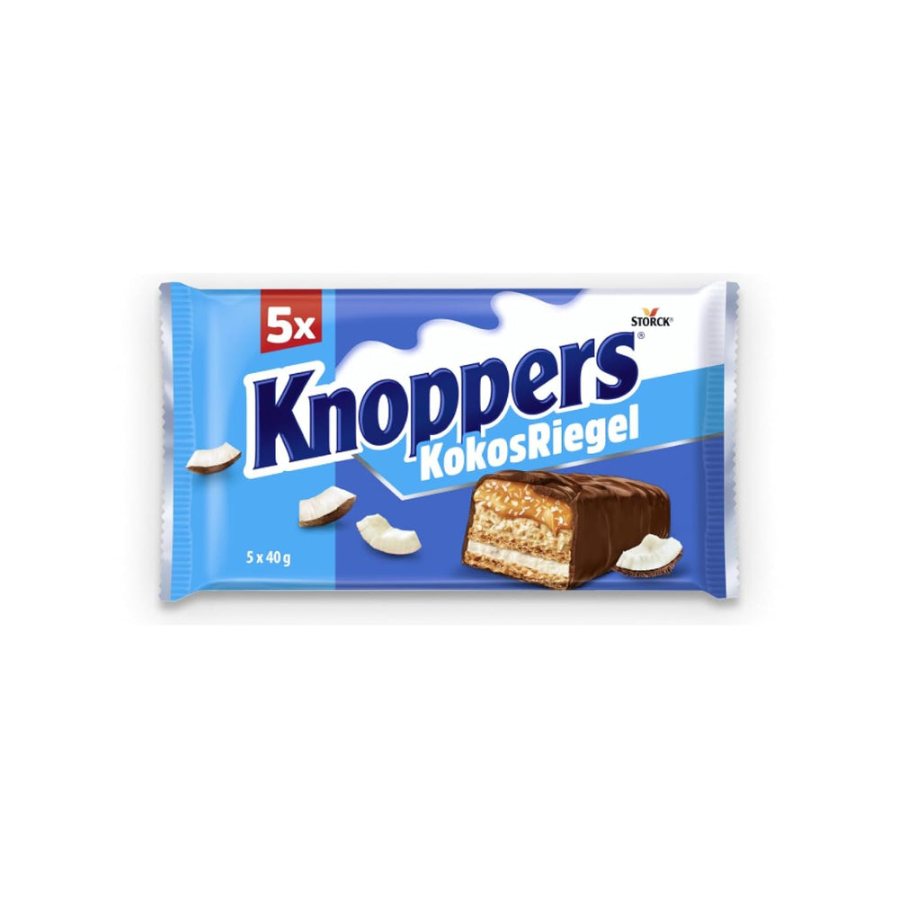 Knoppers Peanut Bar – 1 x 200g (5 batoników) – Baton mlecznej czekolady z kremem orzechowym, siekanymi solonymi orzeszkami ziemnymi, karmelem i mleczną czekoladą