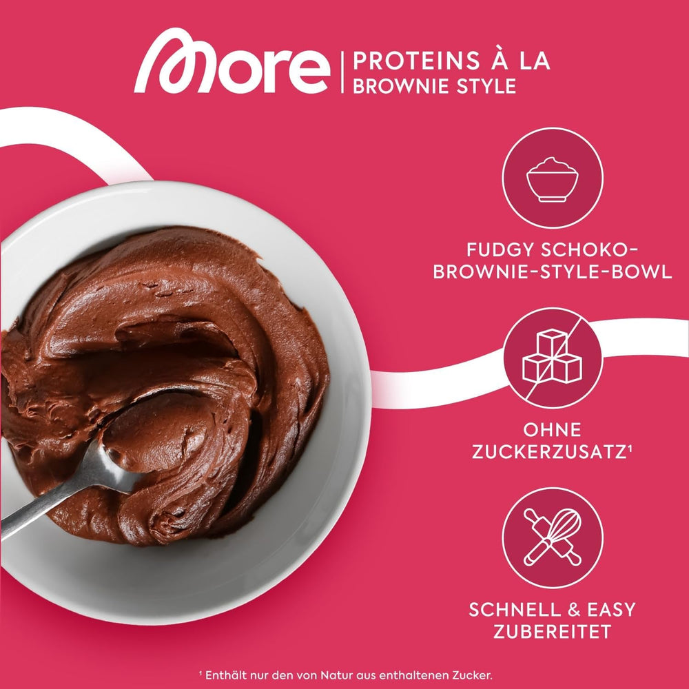 MORE Protein Brownie, 600G, Vegane Backmischung Für Brownies Mit Der Extra Portion Protein, Geprüfte Qualität - Made in Germany Amestec pentru copt si gatit Naty Shop