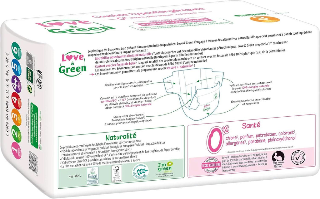 Love & Green, scutece marimea 3, hipoalergenice, fara clor Mama si Copilul Naty Shop