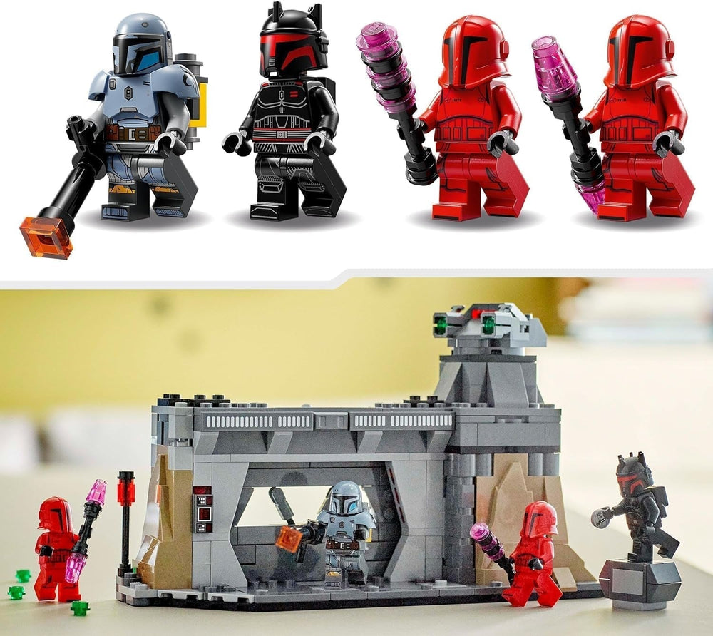 LEGO Star Wars: Mandalorianski pojedynek pomiędzy Paz Vizslą i Moffem Gideonem, kolekcjonerska zabawka do budowania dla dzieci, pomysł na prezent dla kreatywnych chłopców i dziewcząt powyżej 7 lat, zabawka Mandalorian 75386 Zestawy do budowania Beuche den LEGO-Store