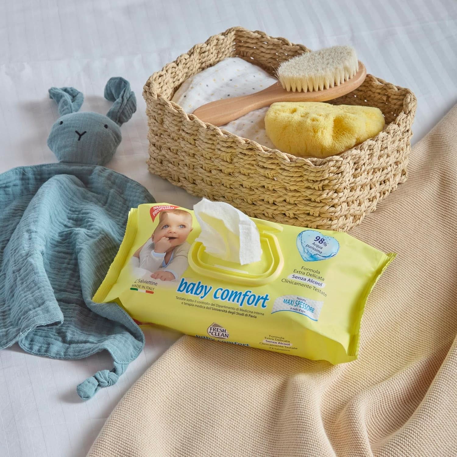 Chusteczki nawilżane Milleosi Classic Fresh & Clean, 72 szt. Chusteczki nawilżane dla niemowląt Naty Shop